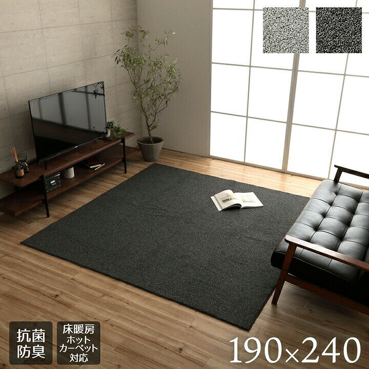 ラグ 絨毯 じゅうたん 長方形 手洗い ループパイル 高級感 おしゃれ 抗菌防臭 オーバーロック 滑りにくい加工 約3畳 約190×240cm コンパクト 床暖房 ホットカーペット対応 ホットカーペットカバー 滑り止め加工 おしゃれ 屋内 マット フロアマット センターラグ かわいい
