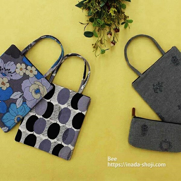 ミニ手提げ エコバッグ トートバッグ お買い物 日常使い 小さめ 小さい 花柄 チェック柄 レトロ モダン レディース 女性 女の子 おしゃれ かわいい Lind フラワー柄 大人 モノトーン コンパクト