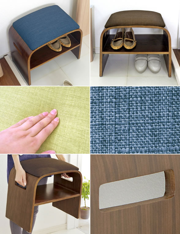 玄関チェア 完成品 おしゃれ インテリア デザイン 曲木 曲げ木チェア スツール 腰掛け 玄関ベンチ 玄関椅子 収納棚付き コンパクト 腰掛椅子 リビングチェア エントランス いす イス 椅子 腰かけ ブラウン ブルー グリーン シンプル 北欧 スリッパラック 送料無料