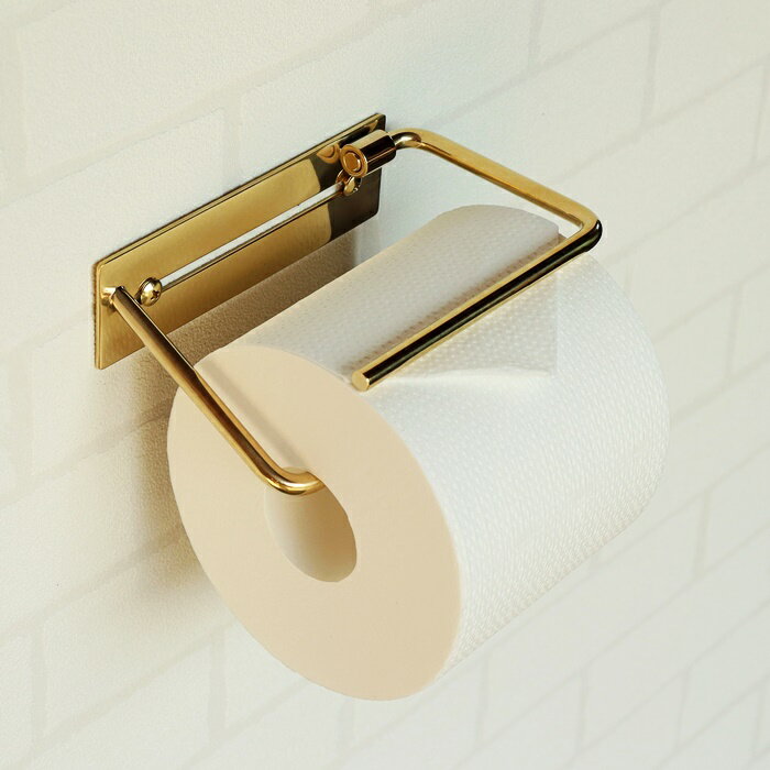 トイレットペーパーホルダー アンティークゴールド シングル 真鍮製 高級感 ブラス クラシック 北欧 お..