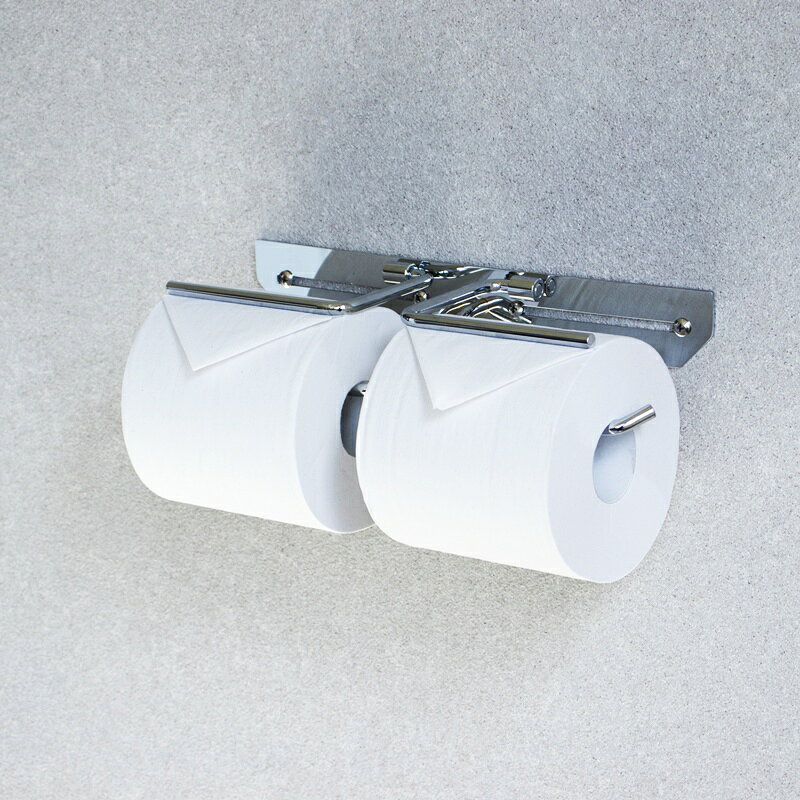 コミットアンド楽天市場店のトイレットペーパーホルダー ダブル 2連 完成品 シルバー ステンレス スタイリッシュ おしゃれ シンプルモダン ホテルライク かっこいい 北欧 モダン インテリア 光沢 銀色 高級感｜アングル2