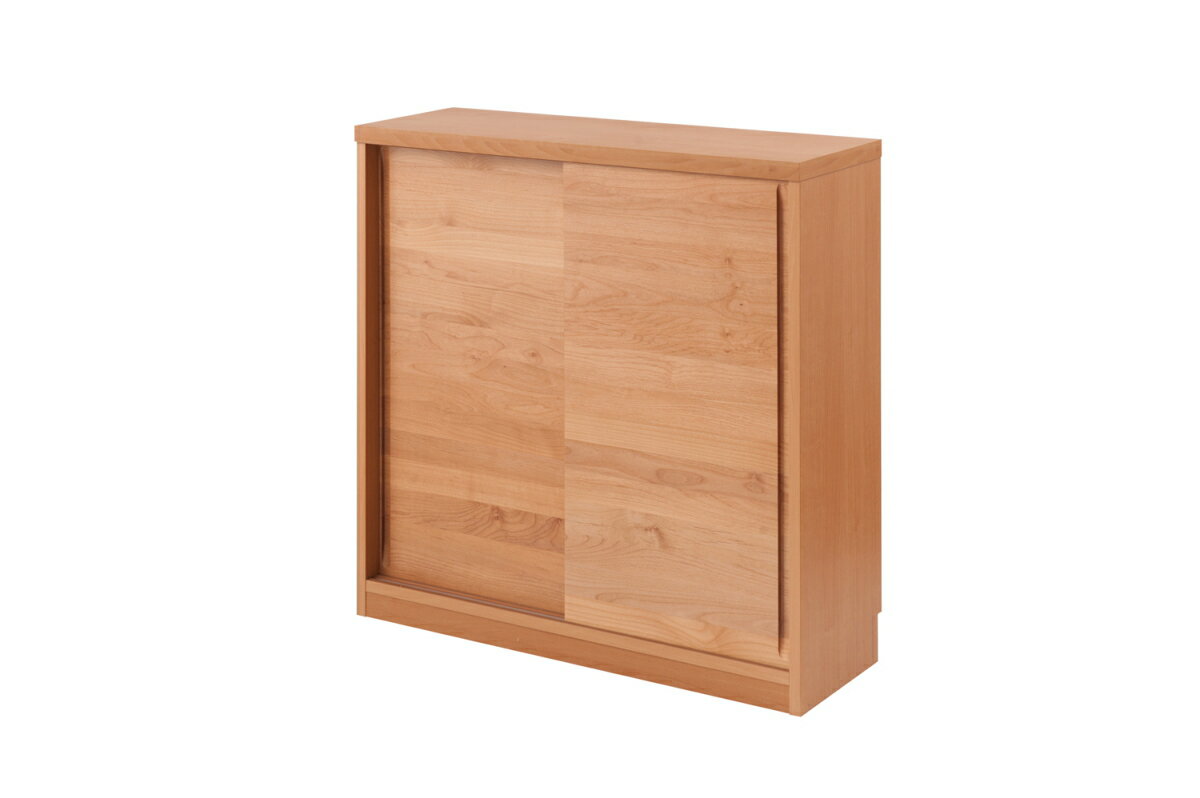 キャビネット 国産 完成品 天然木アルダー材 幅90cm 食器棚 引き戸 引戸 モダン 北欧 ナチュラル ブラ..