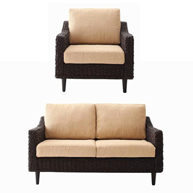 ソファ 1人掛け＋2人掛けSET アジアンテイストソファー リビングソファー カウチソファー ソファーセッ..