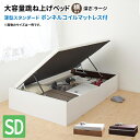 跳ね上げベッド (横開き セミダブル ラージ 薄型スタンダードボンネルコイルマットレス付き ) 跳ね上げベッド セミダブルベッド マット付き 収納付きベッド 大...