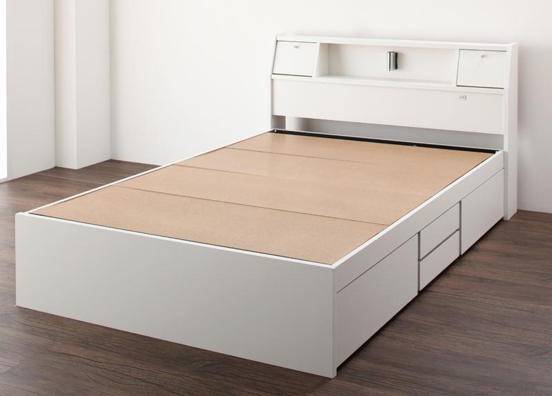 チェストベッド セミダブル フレームのみ ヘッドライト付き 収納ベッド ホワイト 引出し収納付き セミダブルベッド 収納付きベッド (Adonis アドニス) 送料無料(3)