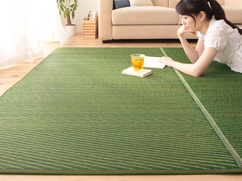 乐天商城 - 国産ふっくらい草ラグ 140×200cm 和風 マット 敷き物 カーペット 送料無料