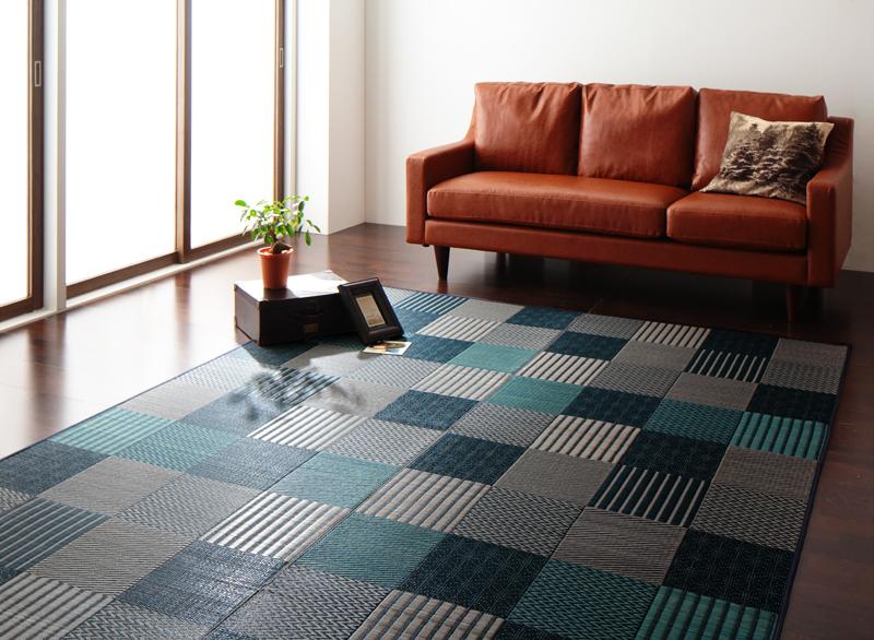 261 cm X 440 cm - ラグ 不織布あり 191×191 和風 マット 敷き物 カーペット 純国産京刺子柄い草ラグ (merk メルク) 送料無料