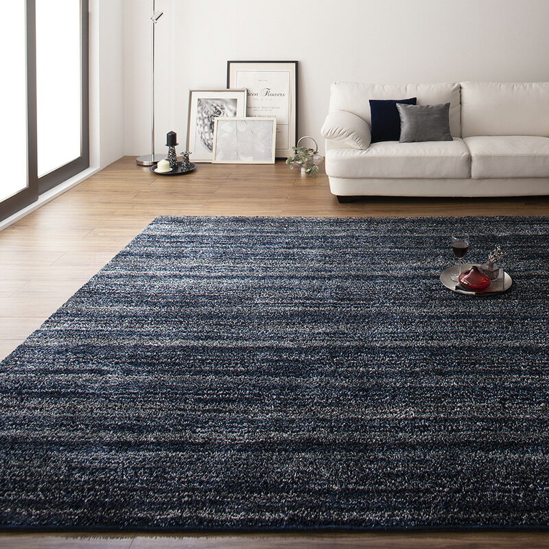 Kiretto - シャギーラグ 200×200cm 絨毯 マット カーペットさらふわ国産ミックス さらふわ国産ミックス (rayures レイユール) 送料無料