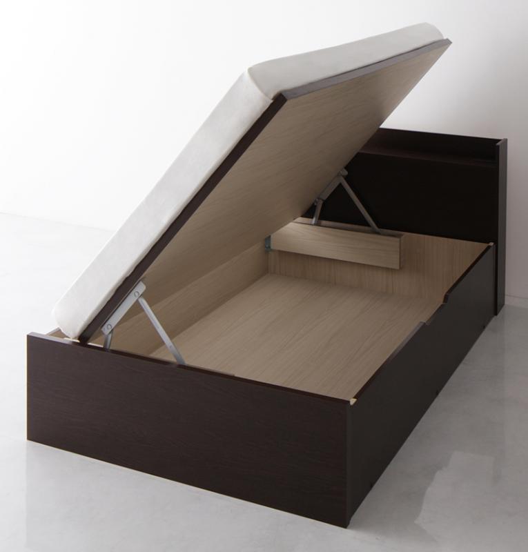 跳ね上げベッド セミダブル 【組立設置付】 マルチラススーパースプリングマットレス付き 横開き 深さ..