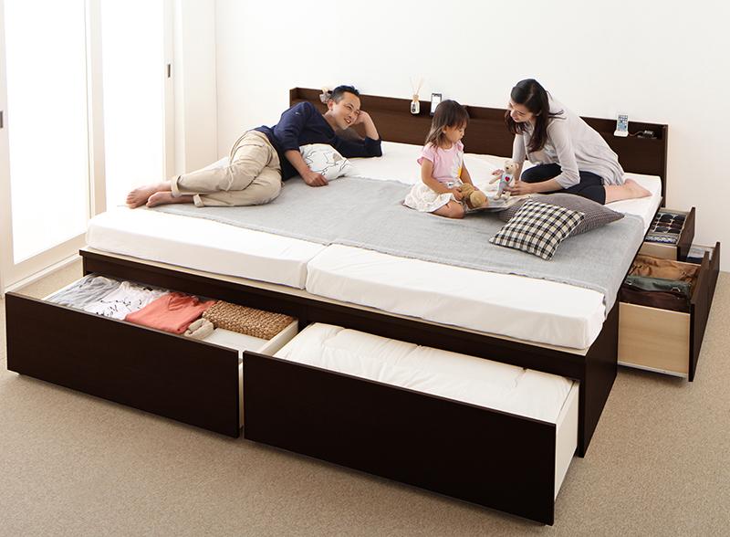 親子ベッド [A+A ワイドK240(SD×2) ] 薄型プレミアムボンネルコイルマットレス付き 【組立設置付】 日本製 収納付きベッド 連結ベッド 大容量 収納ベッド (TRACT トラクトシリーズ) 送料無料(3)