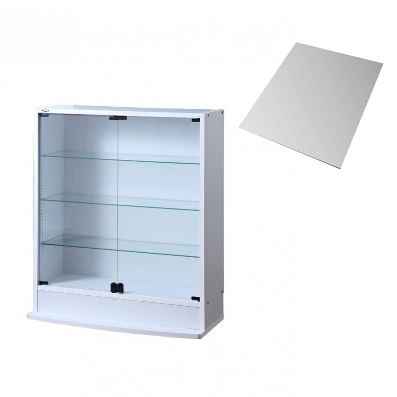 コレクション 棚 本体 両開きタイプ 背面ミラー1枚セット 高さ96 奥行29 コレクションケース ディスプ..