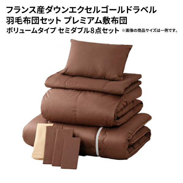 送料無料 日本製防カビ消臭 フランス産ホワイトダックダウンエクセルゴールドラベル羽毛布団8点セットFelicia フェリシア 硬綿入りボリューム セミダブル 布団セット ふとんセット セミダブルサイズ 040201919