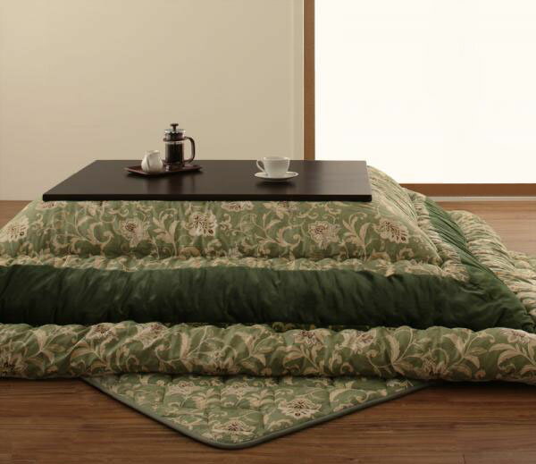 更紗模様こたつ掛け敷き布団セット 正方形 大 掛け布団&敷き布団2点セット 正方形 90×90cm こたつ掛布..