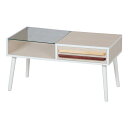 送料無料 ローテーブル リビングテーブル 80×43cm ガラス コレクションテーブル 引き出し 収納付き オスロ カフェテーブル コンパクト 小さい ひとり暮...