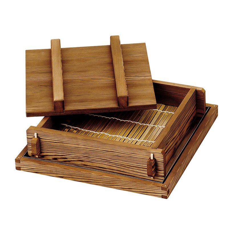 焼杉 お座敷セイロセット(身1段・竹スダレ・蓋・箱型スリ蓋付)