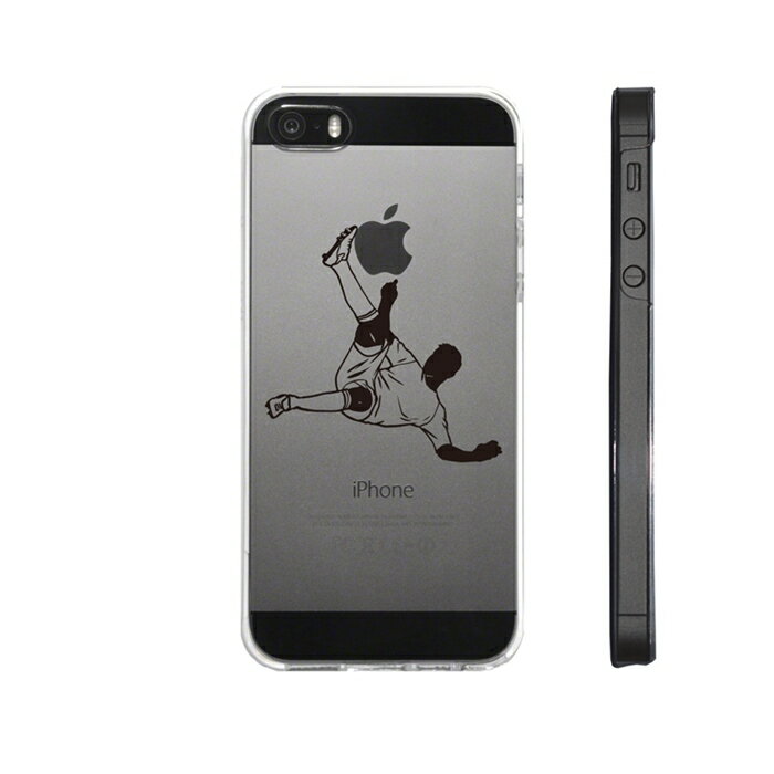 単品 iPhone SE 5S/5 対応 アイフォン ハード クリア ケース サッカー オーバーヘッドシュート 送料無料