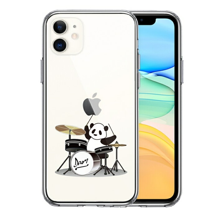 乐天商城 - 単品 iPhone11 側面ソフト 背面ハード ハイブリッド クリア ケース カバー ドラム パンダ 送料無料
