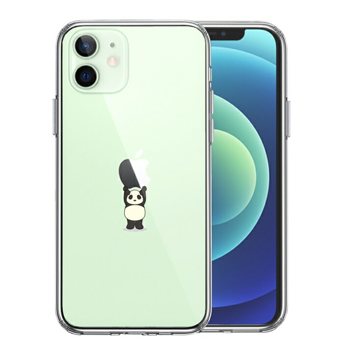 樂天商城 - 単品 iPhone12mini 側面ソフト 背面ハード ハイブリッド クリア ケース パンダ 重量挙げ 並感 送料無料
