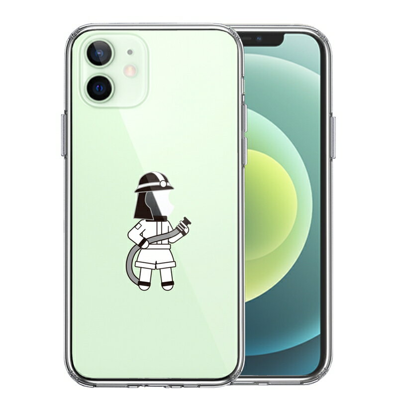 乐天商城 - 単品 iPhone12mini 側面ソフト 背面ハード ハイブリッド クリア ケース お仕事 職業 消防士 送料無料