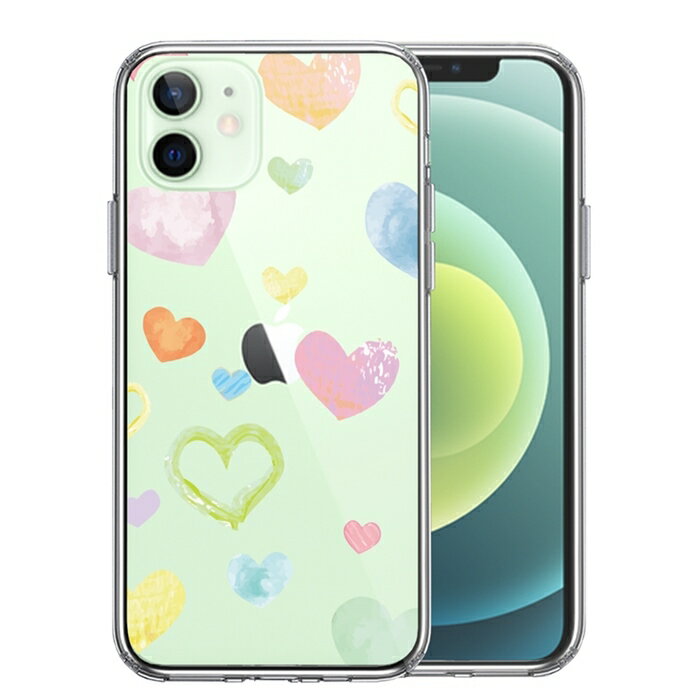 乐天商城 - 単品 iPhone12 側面ソフト 背面ハード ハイブリッド クリア ケース 水彩 ハート ドット dot 送料無料