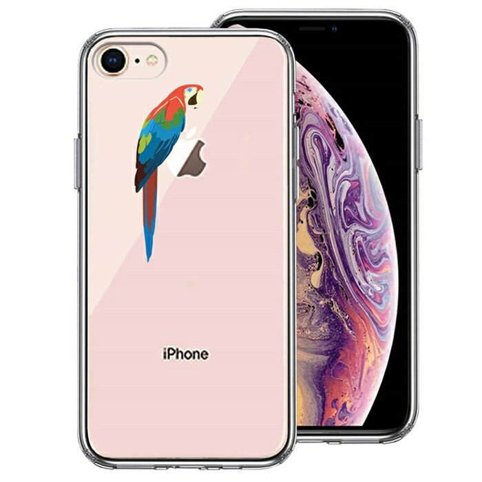 乐天商城 - 単品 iPhone8 側面ソフト 背面ハード ハイブリッド クリア ケース アカコンゴウ インコ 送料無料