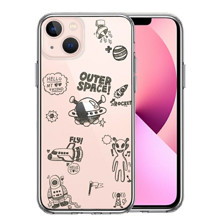 Rakuten - 単品 iPhone13mini 側面ソフト 背面ハード ハイブリッド クリア ケース UFO 宇宙人 送料無料