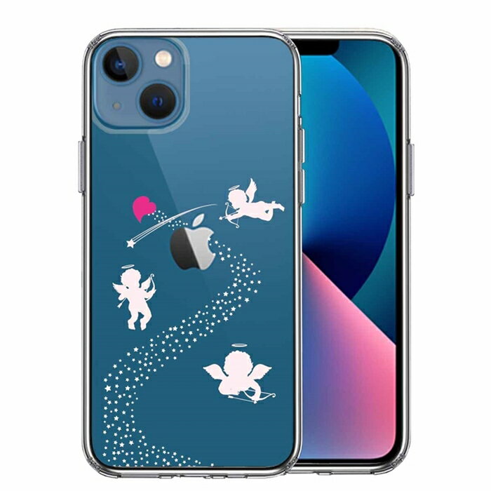 Rakuten - 単品 iPhone13mini 側面ソフト 背面ハード ハイブリッド クリア ケース 天の川 ハート エンジェル 送料無料