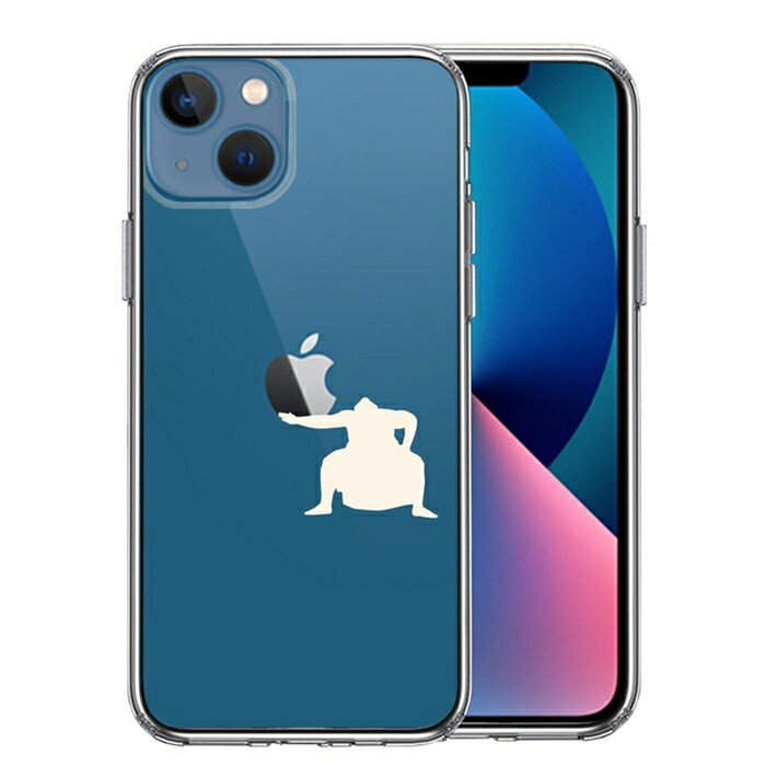 樂天商城 - 単品 iPhone13mini 側面ソフト 背面ハード ハイブリッド クリア ケース おすもうさん 土俵入り 白 送料無料