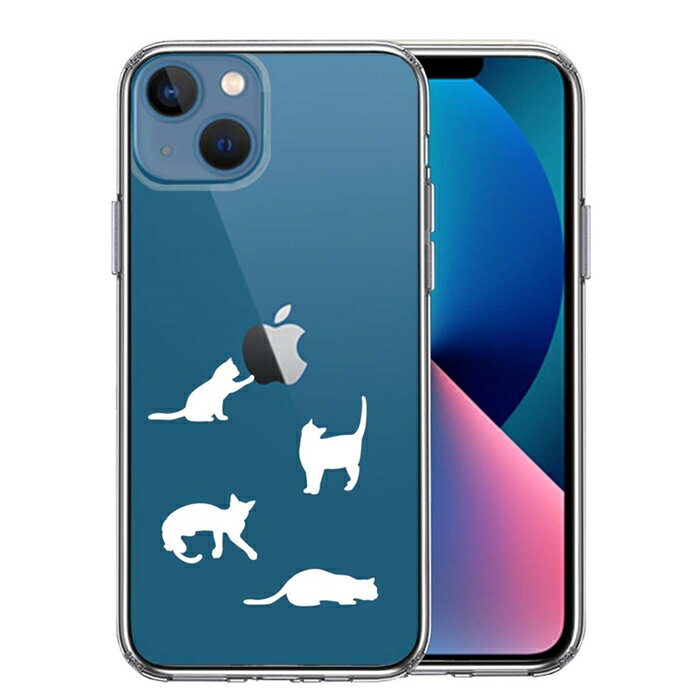 樂天商城 - 単品 iPhone13mini 側面ソフト 背面ハード ハイブリッド クリア ケース 陽だまりのにゃんこ ねこ 猫 ホワイト 送料無料