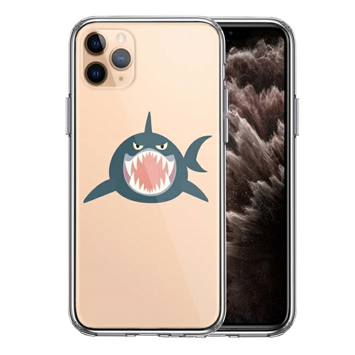 乐天商城 - 単品 iPhone11pro 側面ソフト 背面ハード ハイブリッド クリア ケース サメ リンゴ飲み込む 送料無料