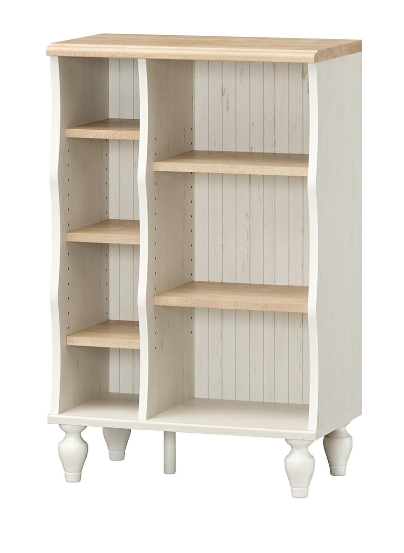 フリーラック オープンラック ディスプレイラック フレンチシャビーカフェ 木製 本棚 シェルフ 書棚 ...