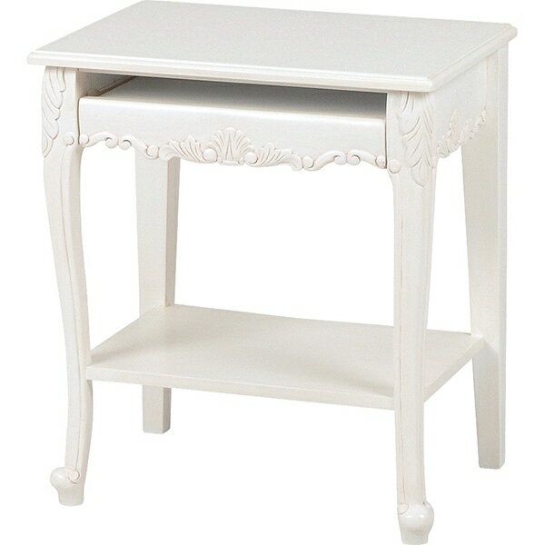 パソコンテーブル 幅70cm 姫系 メルヘンデザイン ワークデスク パソコンデスク PCデスク キーボードテーブル ヨーロピアンテイスト 机 つくえ 書斎 エレガントおしゃれ 北欧 白 ヨーロピアン かわいい 白 白家具 女の子 RT-1772AW 送料無料