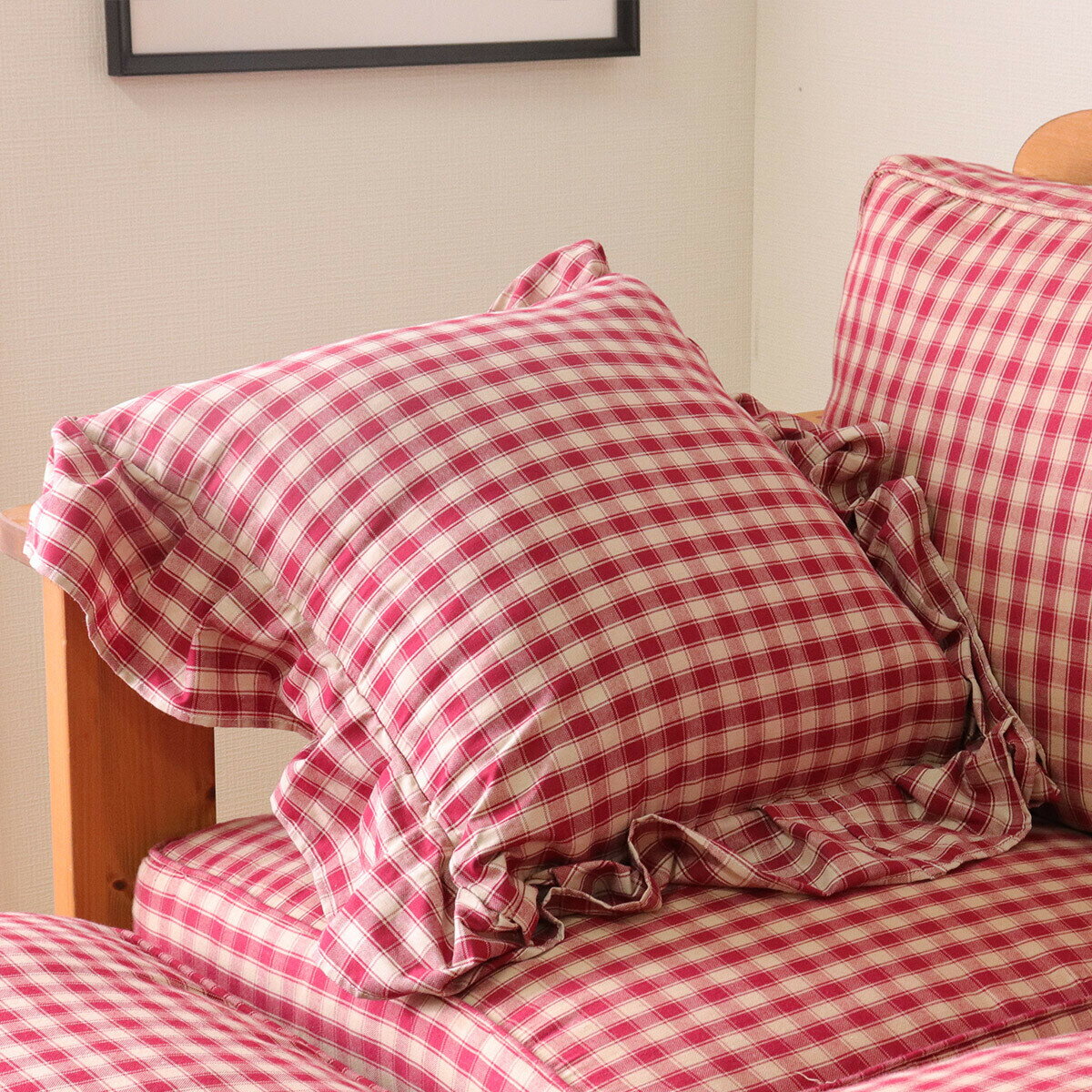 クッション チェック柄 座布団 カバーリング 洗える 洗濯可能 おしゃれ かわいい ファブリック シンプ..