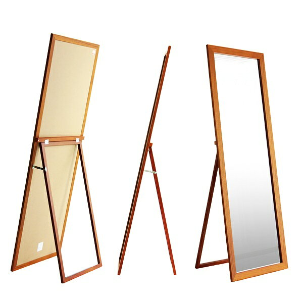 スタンドミラー 姿見 全身ミラー 飛散防止 全身鏡 北欧 おしゃれ モダン 和モダン カントリー スタンド鏡 自立 ブラウン 木製 木枠 チーク材 シンプル 茶色 省スペース コンパクト 一人暮らし アンティーク レトロ ヴィンテージ 書斎 大人