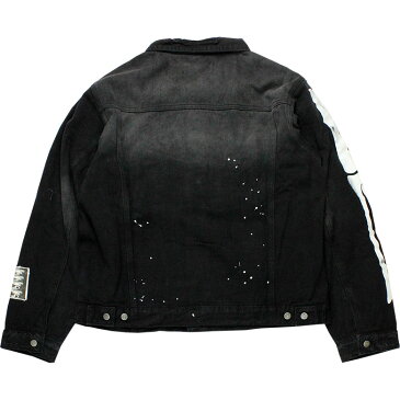 【20%OFF】CIVIL REGIME シヴィル レジーム デニム ジャケット デニムジャケット ダメージデニム ダメージ ジージャン クラッシュ ロゴ プリント メンズ 黒 ブラック 海外ブランド インポート メンズ ヒップホップ B系 ストリート 人気 ブランド CHAOS DENIM JACKET
