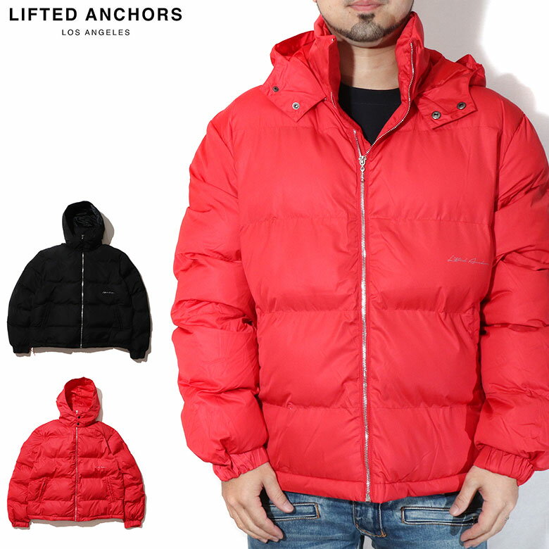 【40%OFF】 LIFTED ANCHORS リフティドアンカーズ ジャケット アウター 中綿 ダウンジャケット ダウン ジャケット ブラック レッド 赤 ジャケット メンズ 大きいサイズ 海外ブランド インポート メンズ ストリート LA ヒップホップ B系 ストリート系 Linda Puffer