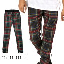 【40 OFF】 mnml ミニマル PLAID TRACK PANTS GREEN/BLACK ライン トラックパンツ トラック パンツ スキニー サイドライン ラインパンツ メンズ ジップ付 サイドジッパー サイド ジッパー 裾ジップ ZIP インポート ブランド ストリート ファッション