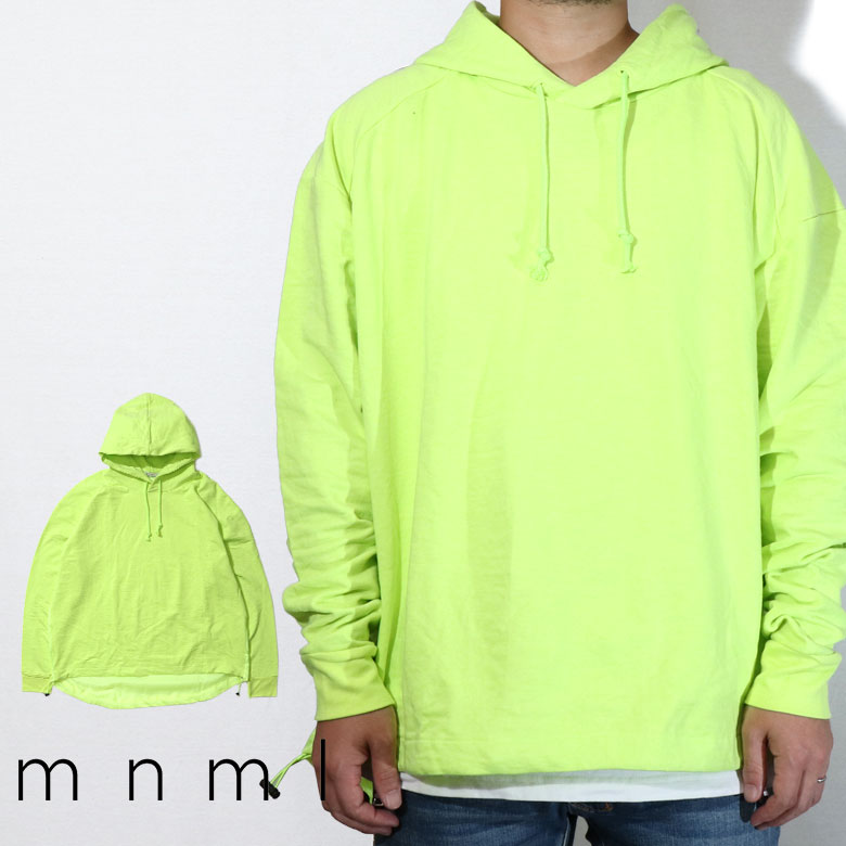 【40％OFF】 mnml ミニマル LIGHTWEIGHT FLY HOODIE ワイド ビッグ シルエット スウェット パーカー プルオーバー プルパーカー ビック ビッグTシャツ ネオンカラー 蛍光カラー イエロー 大きいサイズ 海外ブランド インポート メンズ ヒップホップ B系 ストリート系