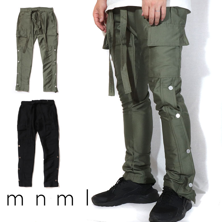 楽天COMMON SENSE【20％OFF】 mnml ミニマル SNAP ZIPPER CARGO PANTS カーゴ トラックパンツ ジャージ カーゴパンツ トラック パンツ ジョガーパンツ ジップ付 サイドジッパー サイド ジッパー 裾ジップ ZIP ブラック オリーブ メンズ ドローコード ベルト ワイドパンツ ブランド ストリート