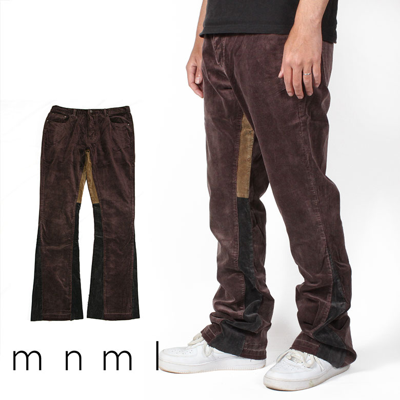 【20%OFF】 mnml ミニマル B356 CORDUROY FLARE PANTS コーデュロイパンツ ブーツカット フレア バギー ルーズフィット BROWN ブラウン ストレッチ メンズ タイト インポート ブランド ストリート ファッション