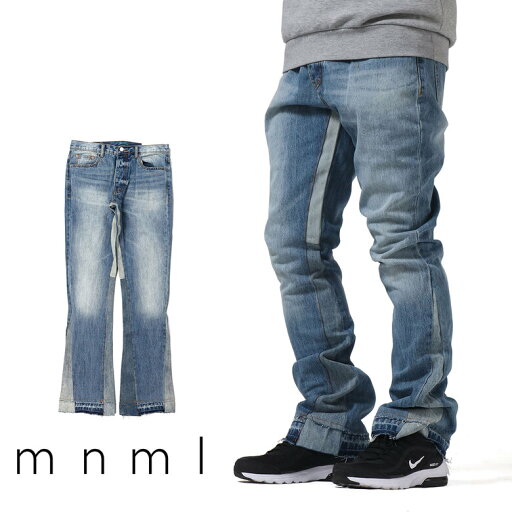 【30%OFF】 mnml ミニマル B119 FLARE DENIM フレア フレアパンツ フレアデニム ブーツカット パンツ デニム バギー ルーズフィット ストレッチ ジーンズ メンズ タイト デニム インポート ブランド ストリート ファッション