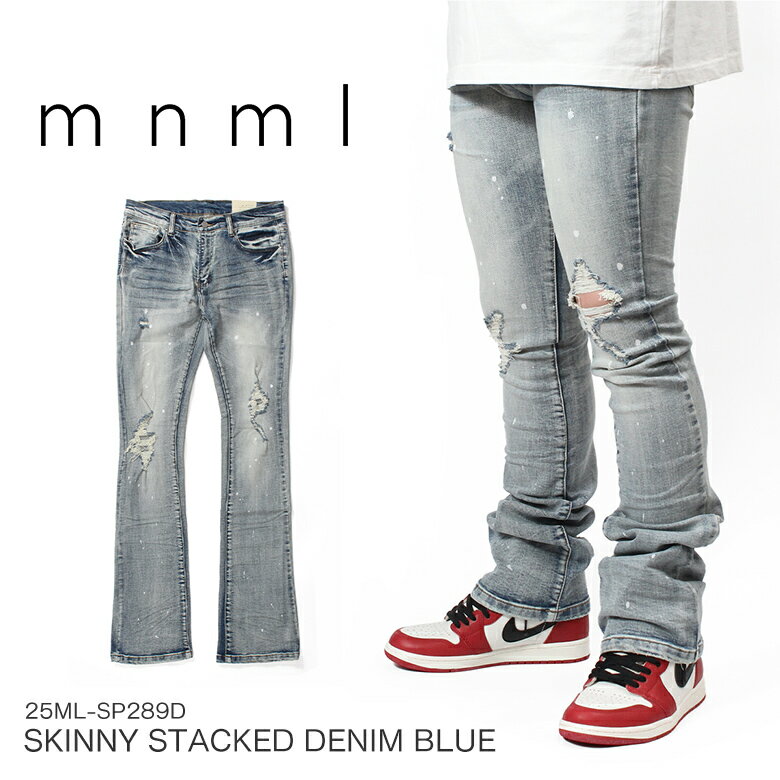 Rakuten - mnml ミニマル X598 SKINNY STACKED DENIM BLUE スキニー デニムパンツ ストレッチ スキニーデニム スキニージーンズ ジーンズ メンズ ブルー インポート ブランド ストリート ファッション