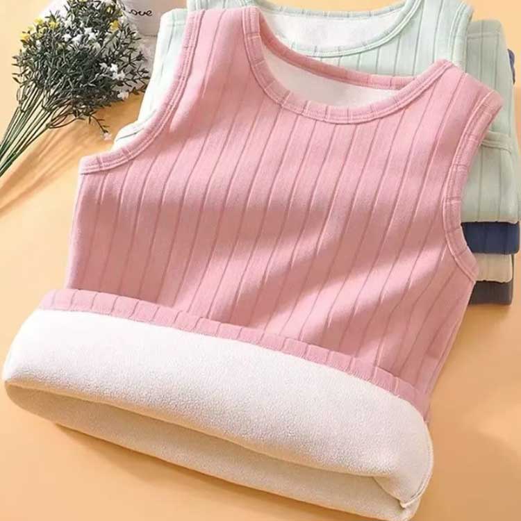 COMMONS MARKET楽天市場店のキッズ 2枚セット ノースリーブ 2枚セット トップス タンクトップ ジュニア 秋 冬 防寒 キャミソール インナーシャツ インナー 女の子 男の子 冬用 暖かい プルオーバー あったか 動きやすい 柔らか 保温性 肌着 秋冬 シンプル｜アングル2