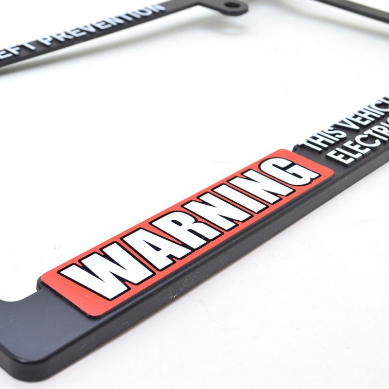 【送料無料！】 WARNING SECURITY ナンバープレート ナンバーフレーム ライセンスフレーム 1枚 普通車 軽自動車 車検対応 カスタム ドレスアップ 簡単取付 艶消しブラック