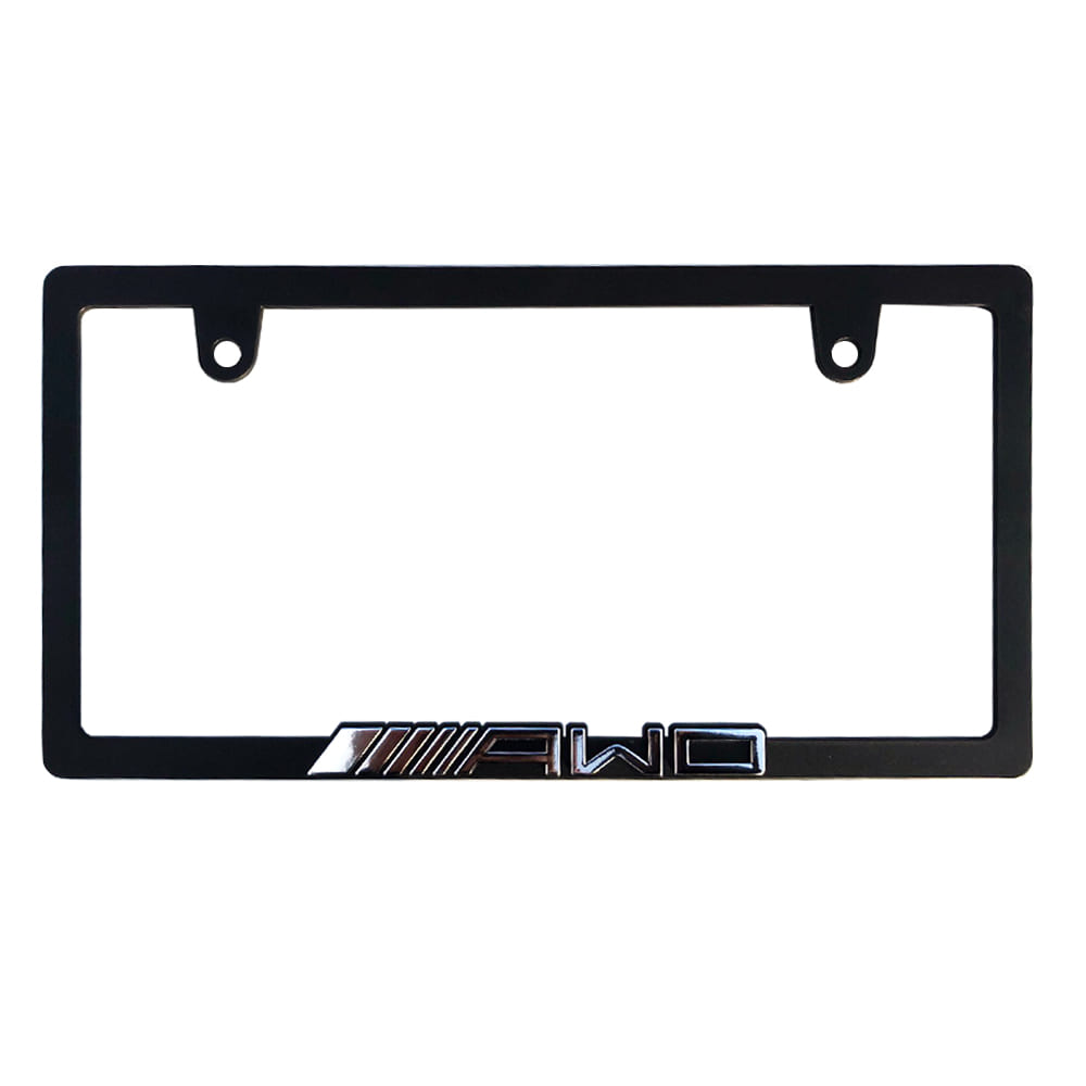 AWD 立体文字 chrome ナンバーフレーム ライセンスフレーム 2枚セット 新基準対応 日本サイズ 車 カー用品 カーアクセサリー 普通車 軽自動車 US アメリカン カスタム ドレスアップ 簡単取付 艶消しブラック 送料無料 2