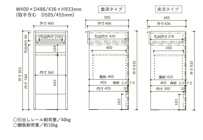 【クーポン最大11％+ポイント12倍 ～5/16 AM9：59まで】【開梱設置】プロージット プライム　下キャビネットPS-色40B　PS-色40B2引出し+オープン【幅40cm　奥行選択（カラーオーダー可）】PROSIT　綾野製作所正規販売店 3