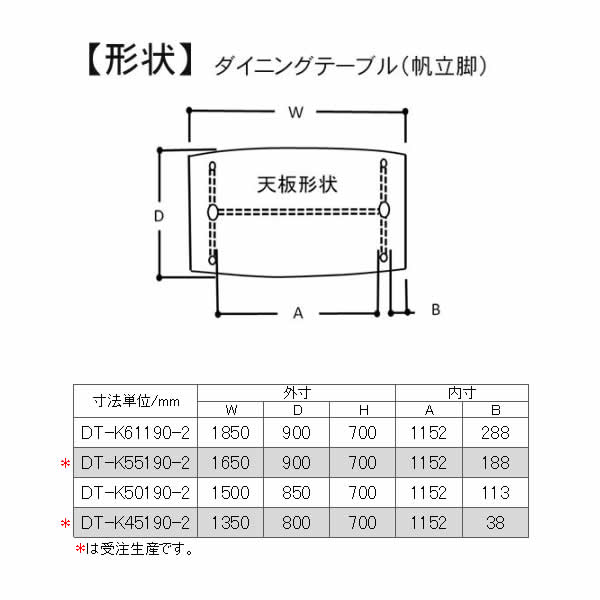 sign(サイン) DT-K50190-2 WR 150cm幅ダイニングテーブル(帆立脚)ウォールナット材・オーク材使用イバタインテリア飛騨の家具飛騨古川 日本製 [3]