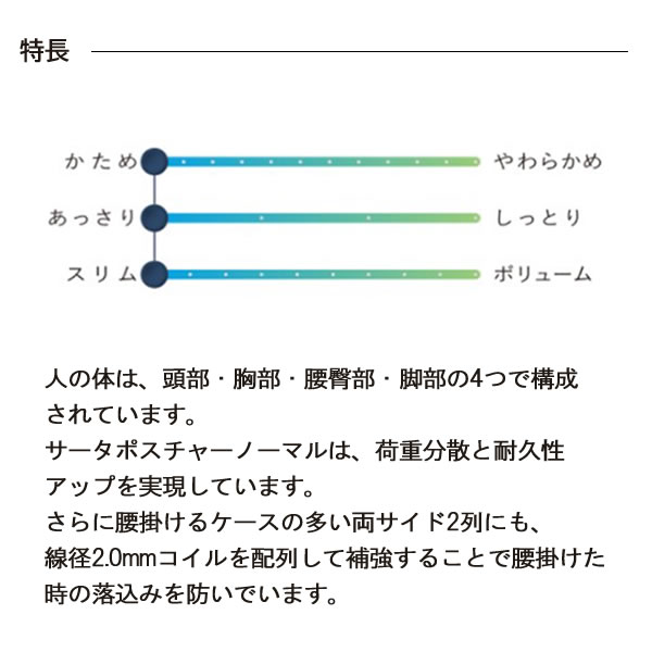 インテリア コミュニケーションの【開梱設置】サータ　マットレスポスチャーノーマルPS（パーソナルシングル）　幅97cmポケットコイルマットレス3ゾーン交互配列serta　サータ　ベッド｜アングル2