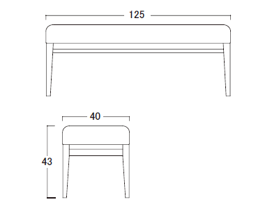 【ポイント10倍 ～12/11 AM9:59まで】YUME2(ユメ2) 125PベンチNR/WBNR(座面:ブラック) オーク材カバーリング対応可 [2]