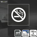 標識SQUARE 「NO SMOKING」 CBS5024 【透明フィルムステッカー】正方形 横92mm×縦92mm
